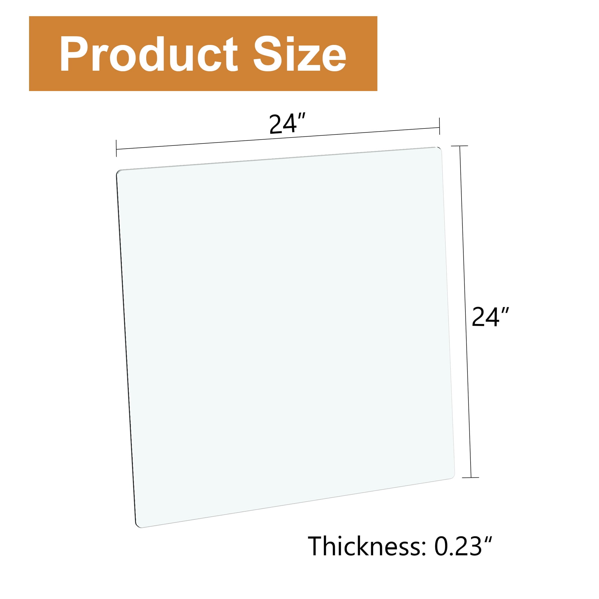 MAYEERTY 24" Square Tempered Glass Table Top, 0.23" Thick Clear Heat Resistant Glass Tabletop, Replacement Glass Surface for Dining Side Coffee Table