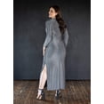 thumbnail image 2 of Plus Size Round Neck Shimmery Side Slit Maxi Dress, 2 of 6