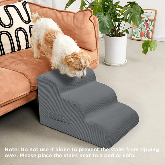 20"H 4-Step Dog Ramp & Stairs - Waterproof Washable Cover, Non-Slip Sturdy for Small Dogs/Cats to Reach High Beds/Couches