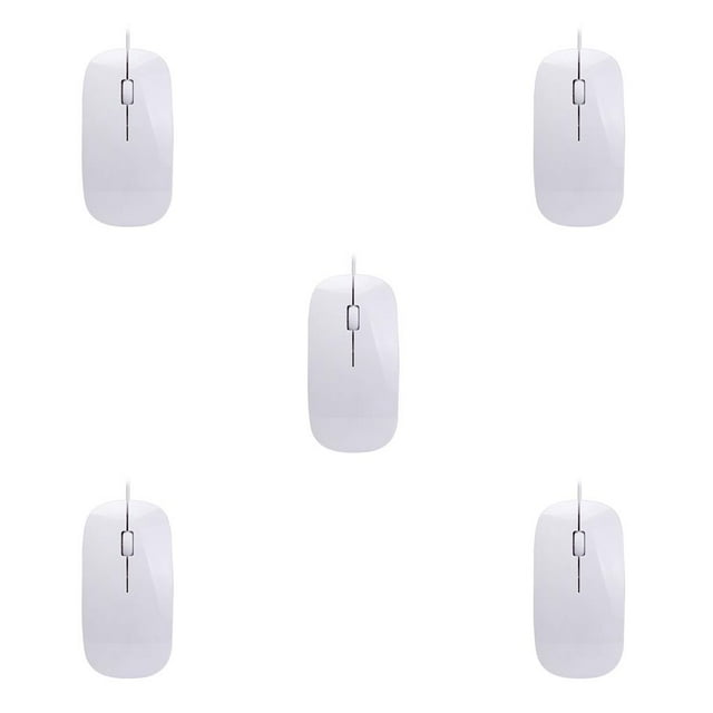 Wisewang Mouse Wired Accurate Positioning Matte Computer Mouses Skin Touch Computers Fitting Desktop Laptop Game Keyboards Study White 5Set