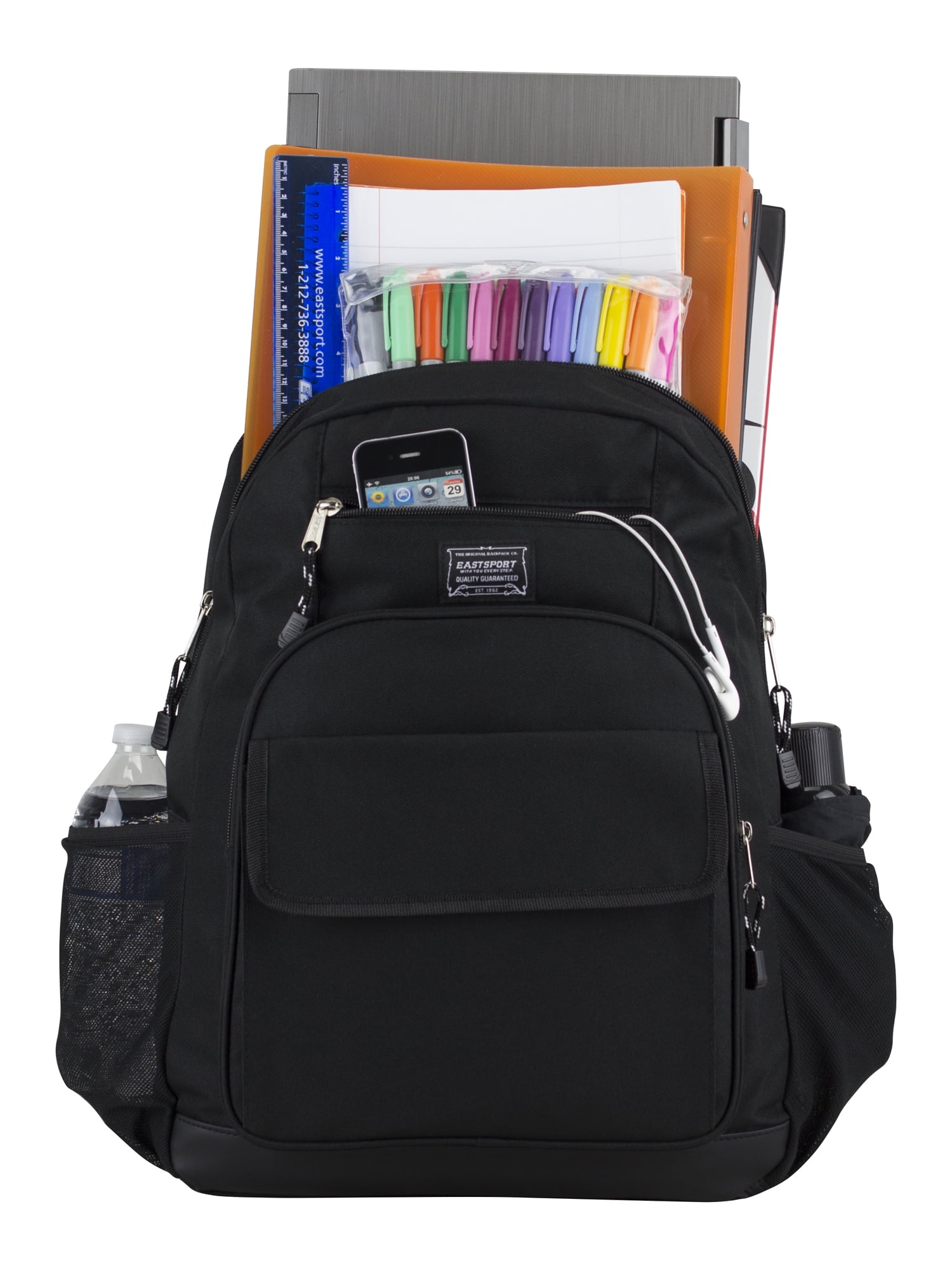 Eastsport Unisex Everyday Tech Backpack, Black