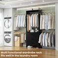 thumbnail image 5 of Homieasy Closet System, Closet Organizer with 3 Wooden Drawers, Walk-in Closet Wardrobe Clothes Rack with 4 Hanging Rods, Garment Rack, Black, 5 of 7