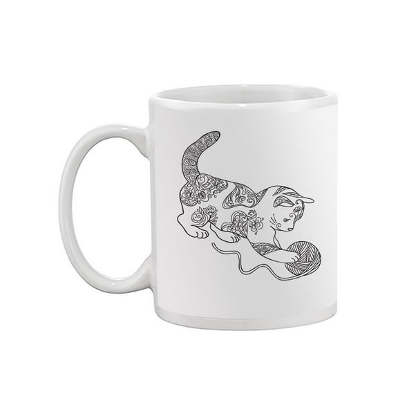 Cat And Yarn In Zentangle Style Mug - Image by Shutterstock