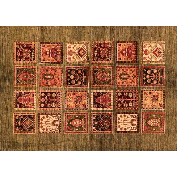 Ahgly Company Indoor Rectangle Abstract Orange Modern Area Rugs, 7' x 10'