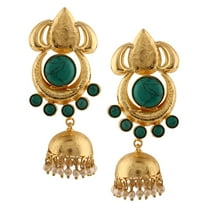 Efulgenz Indian Jewelry Antique Crystal Stone Faux Pearl Beads Drop Big Stud Earrings Set for Women (Style 1)