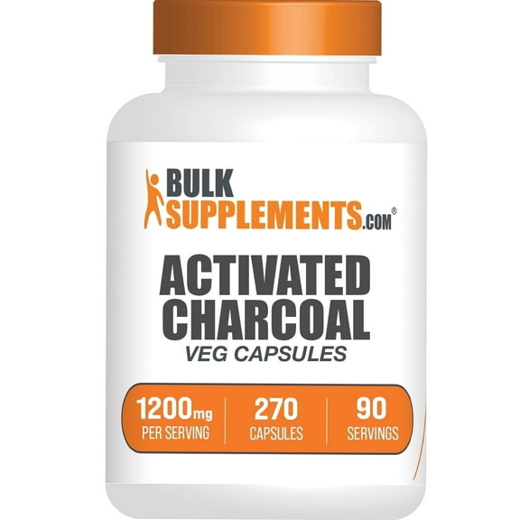 BulkSupplements Activated Charcoal Capsules- 1200mg per Serving (270 Capsules - 90 Servings)