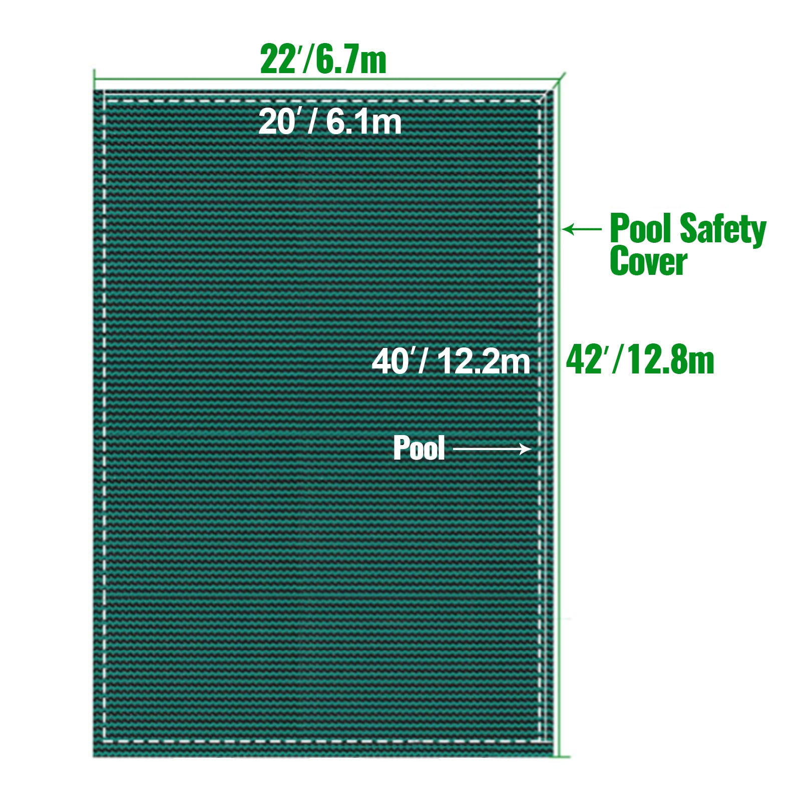 KFFKFF Pool Safety Cover Rectangle Inground Pool Cover 20x40ft Safety Pool Cover