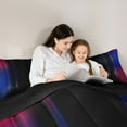 thumbnail image 5 of jejeloiu Modern Geometric Stripes Queen Comforter Set,Black Blue Red Bedding Comforter Set For Girls Kids Reversible 3-Piece, 5 of 8