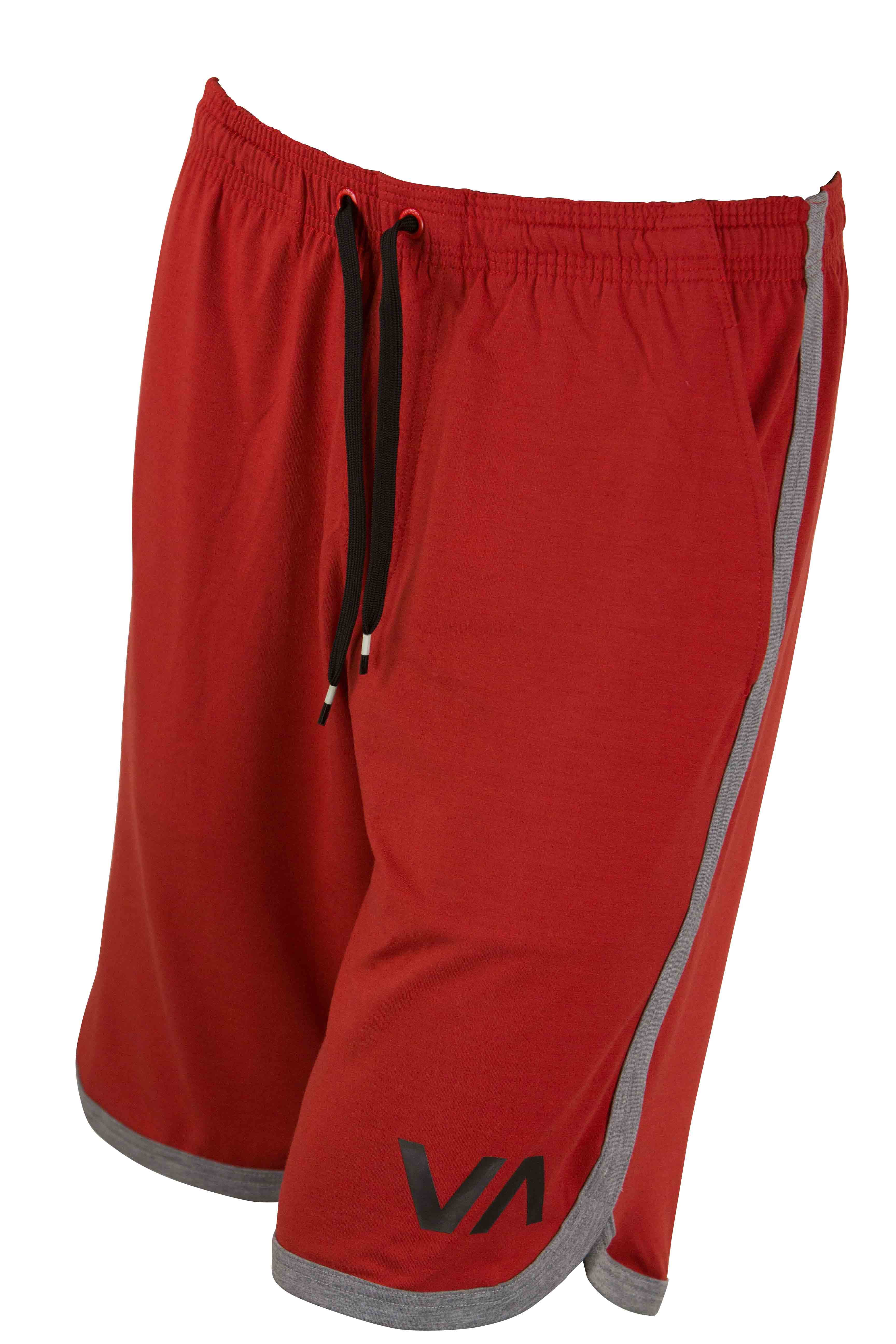 RVCA Mens VA Sport Shorts Red/Gray/Black XS mma bjj gym