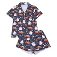 thumbnail image 5 of Breezora Womens Short Sleeve Button Down Pajama Set with Pumpkin Print Shorts Halloween Casual Fall Sleepwear Lounge Comfort Night Tee, 5 of 5