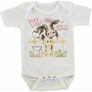 Holy Cow I'm Udderly Adorable in Pink Onesie/Bodysuit