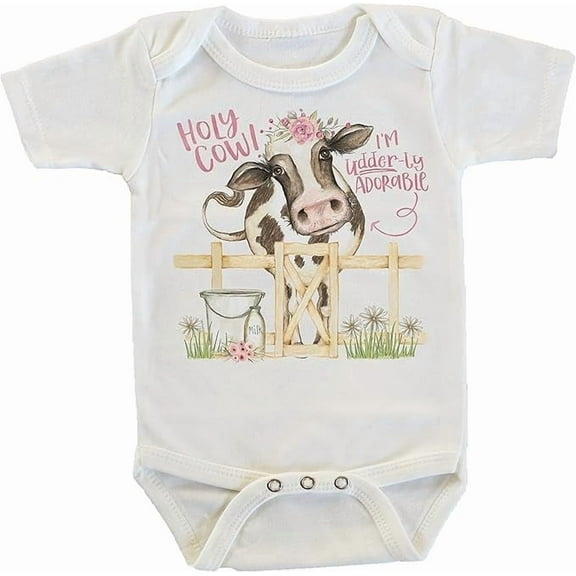 Holy Cow I'm Udderly Adorable in Pink Onesie/Bodysuit