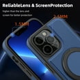thumbnail image 6 of Allytechgroup Magnetic Case for iPhone 12 Pro Max, Built-in Invisible 360° Rotatable Kickstand, Compatible with MagSafe, PU Leather Slim Shockproof Protective Phone Case Cover, Blue, 6 of 7