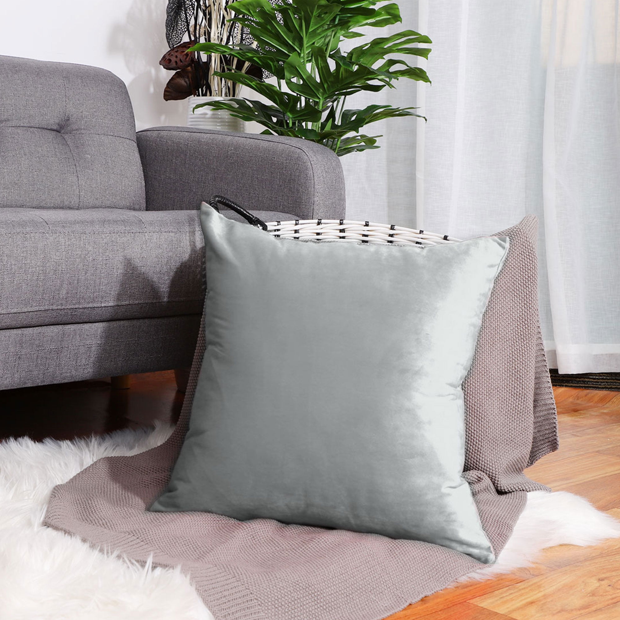 Velvet Square Euro Throw Pillow Cover, Decorative Velvet Fleece Cushion