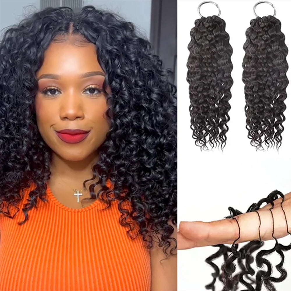 Ustar 100% Human Hair Crochet Extensions - Water Wave Boho Braiding Hair (50g/Pack)