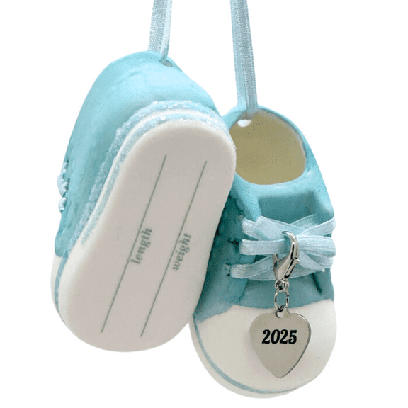 Baby Boy Shoe Personalized Ornament Babys First Christmas Ornament 2023, 4.8 Ounces