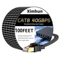 thumbnail image 1 of Cable Ethernet Ximhun Cat 8 de 30 m, 40 Gbps, 2000 MHz, RJ45, trenzado de nailon, 1 of 7