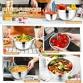 thumbnail image 4 of Walchoice Mixing Bowls Set of 7, Stainless Steel Prep Bowls with Airtight Clear Lids, Metal Nesting Salad Bowls for Cooking Serving Storing, Dishwasher Safe, 4.6/ 3.5/ 2.6/ 2/ 1.5/ 1/ 0.7 QT - Khaki, 4 of 7