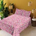 thumbnail image 2 of Ambesonne Floral Themed Fitted & Flat Sheet with Shams 4 Pcs Set, Dreamy Watercolor Art, Queen, Mint Green Hot Pink Rose, 2 of 5