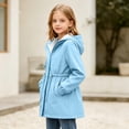 thumbnail image 5 of vdgthytj Rain Jacket for Girls Full Zip Snap Button Long Sleeve Waterproof Hooded Jackets Drawstring Waist Outdoor Outerwear(11-12 Years,Light Blue), 5 of 8