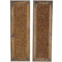 DecMode Brown Seagrass Woven Panel Abstract Wall Decor (2 Count)