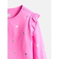 thumbnail image 2 of Wonder Nation Girls Printed Tee with Long Ruffle Sleeves, Sizes 4-10, 2 of 3