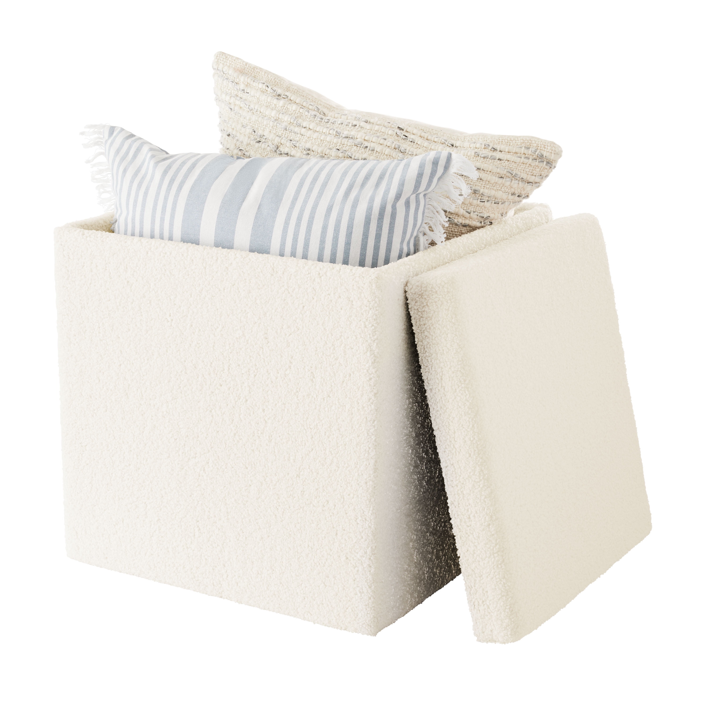 Mainstays Large Cube Storage Ottoman, Cream