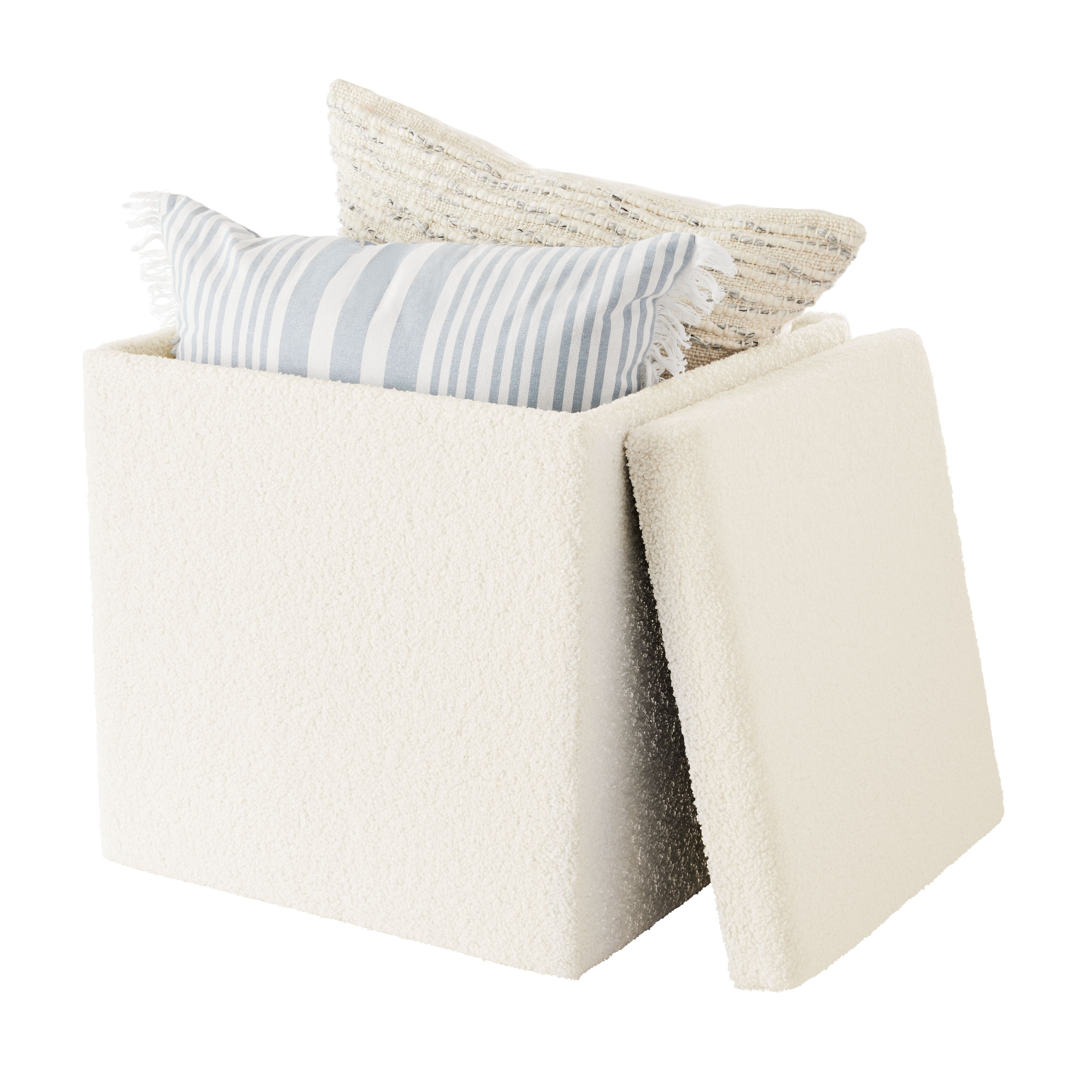 Mainstays Large Cube Storage Ottoman, Cream photo 3