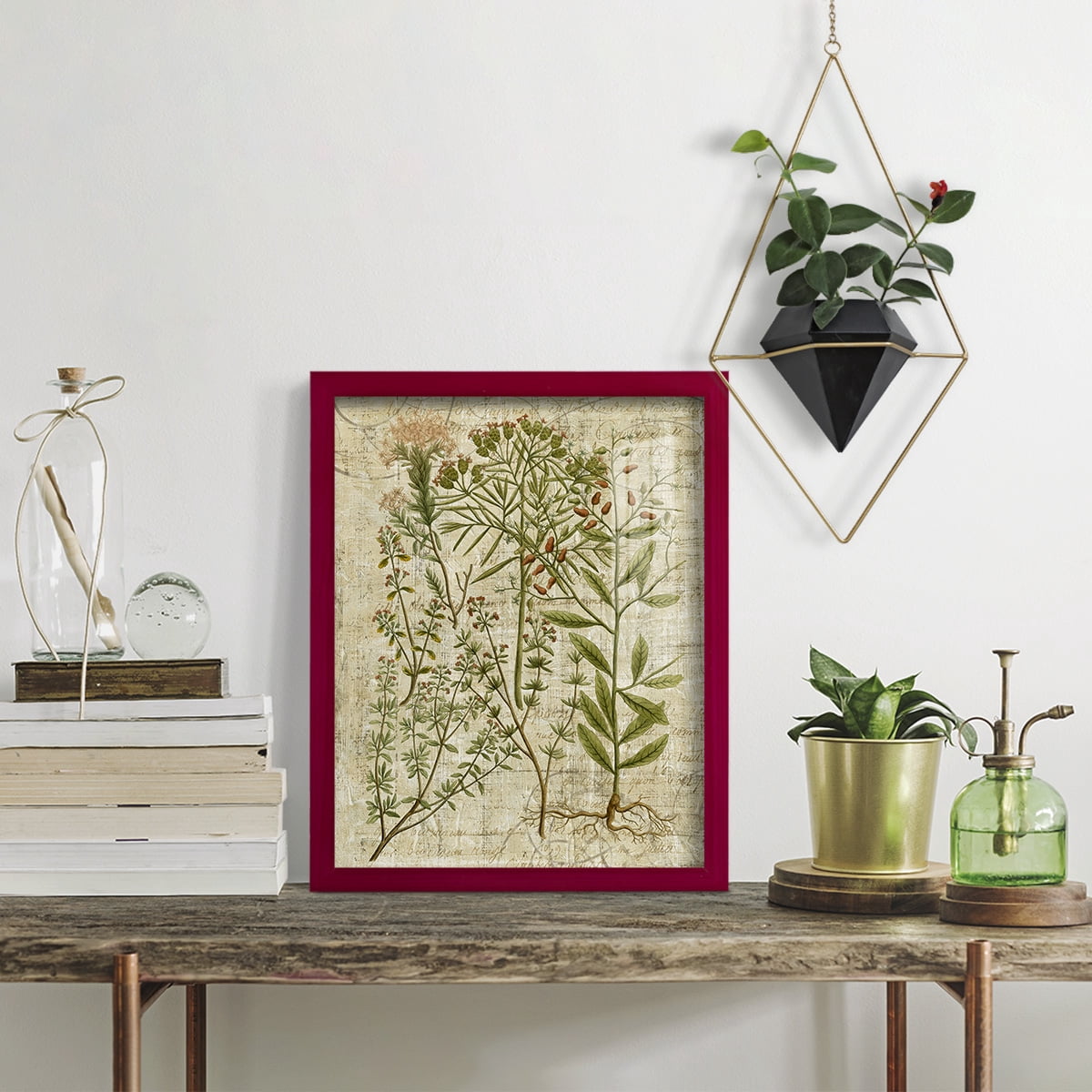 Garden Verses I -Framed Print w/glass-Cherry Red