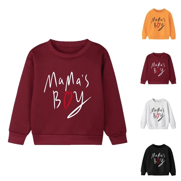Mama's Boy Sweatshirts Long Sleeve Fall Winter Crewneck Graphic Sweatshirt for Boys Kids Pullover Tops