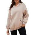thumbnail image 2 of Ediodpoh Womens Sweatshirts Pullover Hoodies Long Sleeve with Pockets Winter Fall Velvet Clothes Khaki XL, 2 of 5