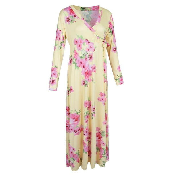 Vestido Maxi Floral Perfecl Mujer Manga Larga Playa Elegante 2XL