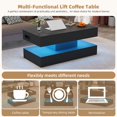 thumbnail image 4 of Morufur Lift Up Coffee Table with Hidden Storage, Modern Rectangle Coffee Tables with LED Lights for Living Room, Black, 4 of 9