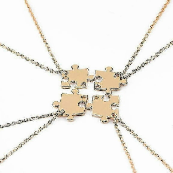 Puzzle Necklace For Best Friends 4-pack Gold_Lucky_B
