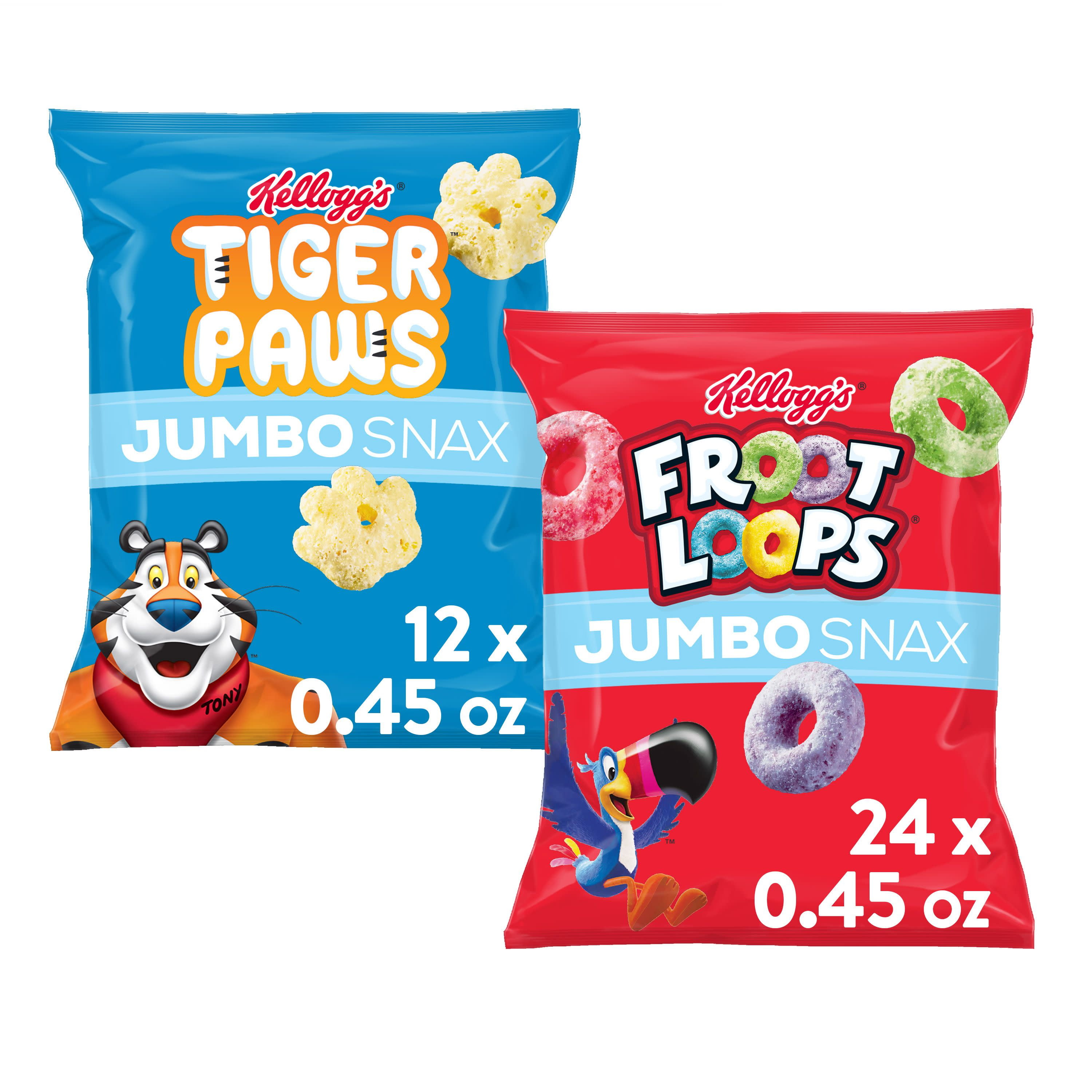 Kellogg's Jumbo Snax, Cereal Snacks, Variety Pack, 36 Ct, 16.21 Oz