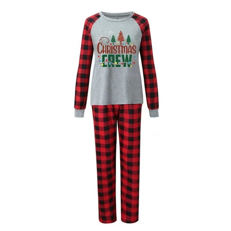 

dianhelloya 1 Set Christmas Pajamas Xmas Element Crew Neck Cotton Blend Couples Family Matching T-Shirt Trouser Sleepwear for Daily Wear
