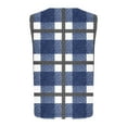 thumbnail image 4 of Dolkfu Jacket Women Blue Button Down Flannel Puffer Vest Sleeveless Business Plaid Jacket Women Coats L, 4 of 5