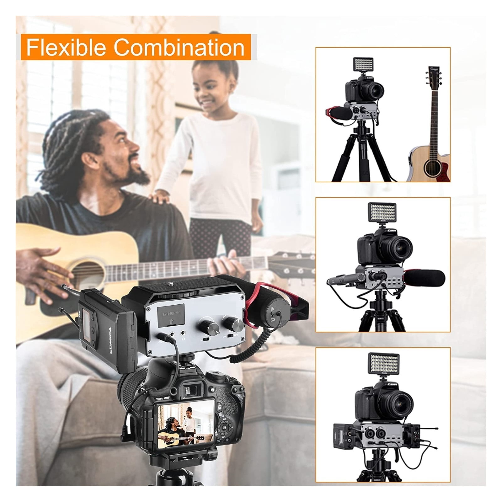 XLR Audio Mixer,CVM-AX3 Dual XLR/6.35mm/3.5mm Video Audio Mixer, Camera Mixer