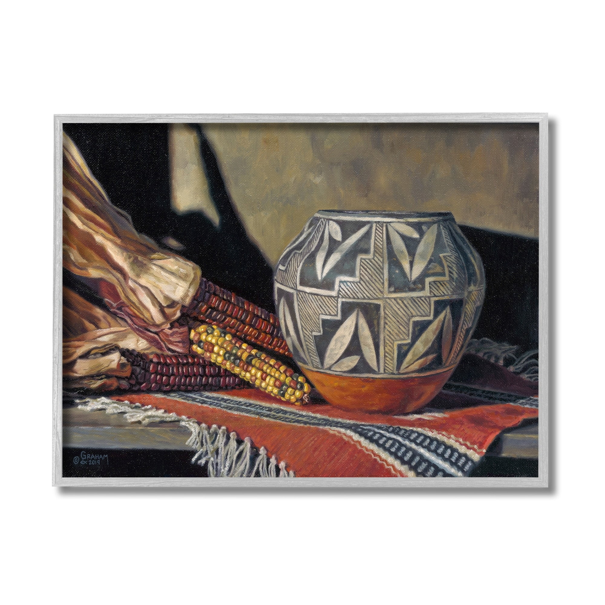 Stupell Industries Traditional Corn Harvest Native Pottery Still-Life Design by David Graham