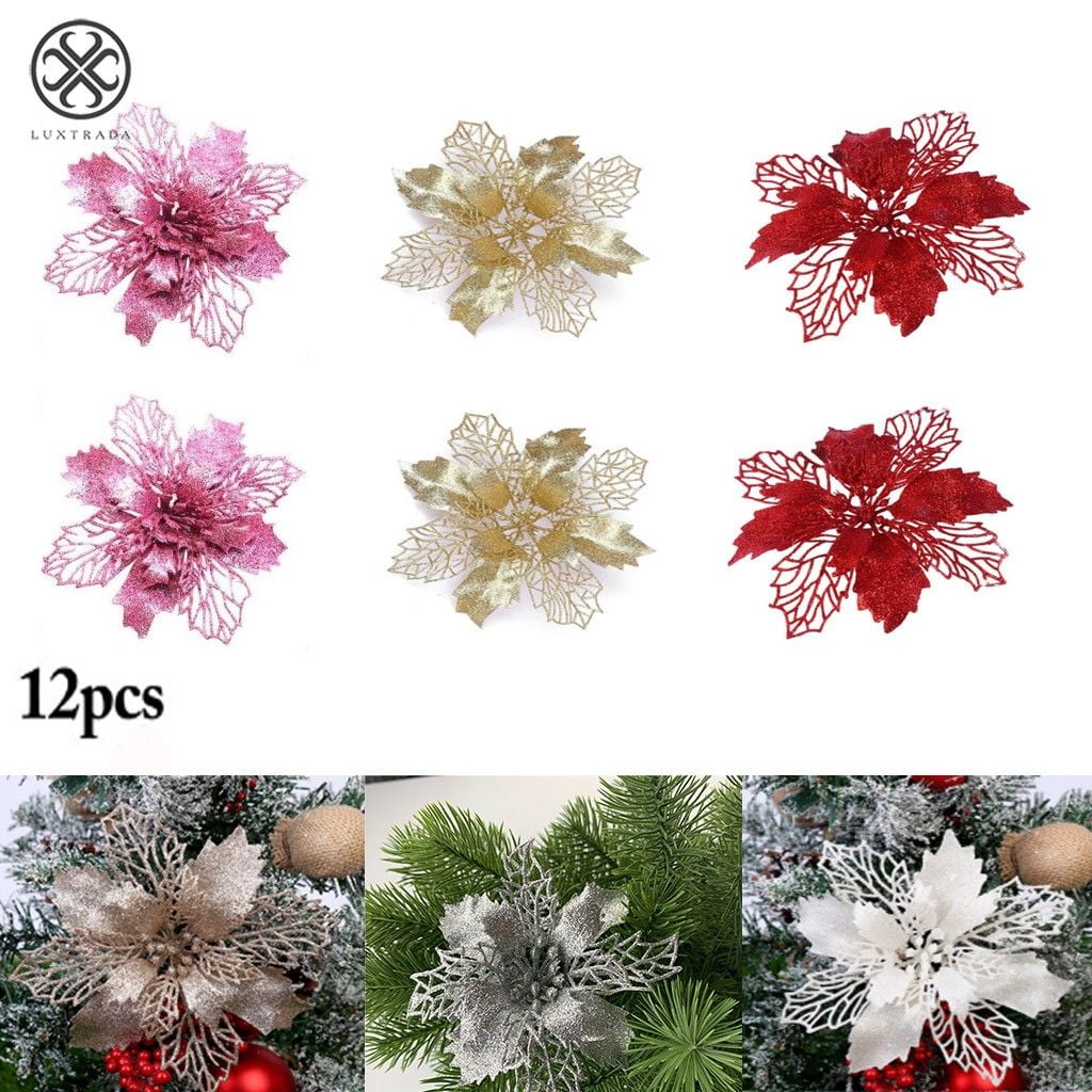 1Pc Artificial Poinsettia Fake Flower Christmas Wedding Party Home Decor Trendy 