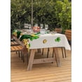 thumbnail image 2 of Outdoor Tablecloth with Umbrella Hole and Zipper, St. Patrick's Day Rectangle Table Cloth 60x120 Inch Waterproof Tablecloth, Shamrocks Gnomes Coin Beige Leaves Picnic Table Cover for Patio Camping, 2 of 7