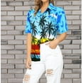 thumbnail image 4 of HAPPY BAY Button Down Shirt for Women Casual Beach Party Short Sleeve Tropical Vacation Blouse Shirt Summer Tee Hawaiian Shirts Blouses for Women M Palm Tree View, Lake Blue, 4 of 6