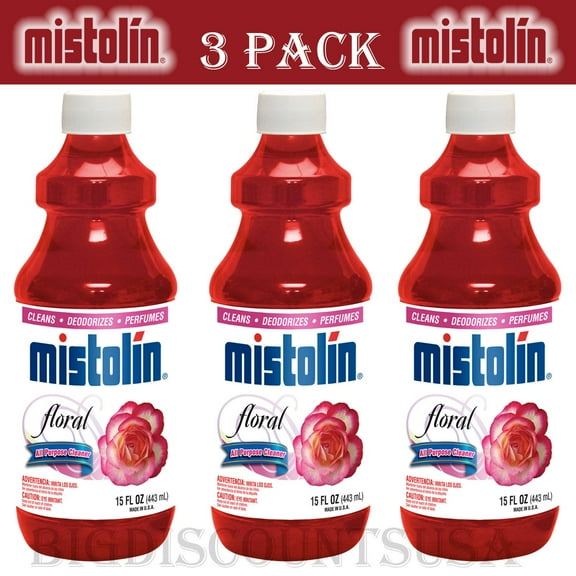 3 Pack Mistolin General All Purpose Cleaning Solution Kit Floral Scent 15 fl oz
