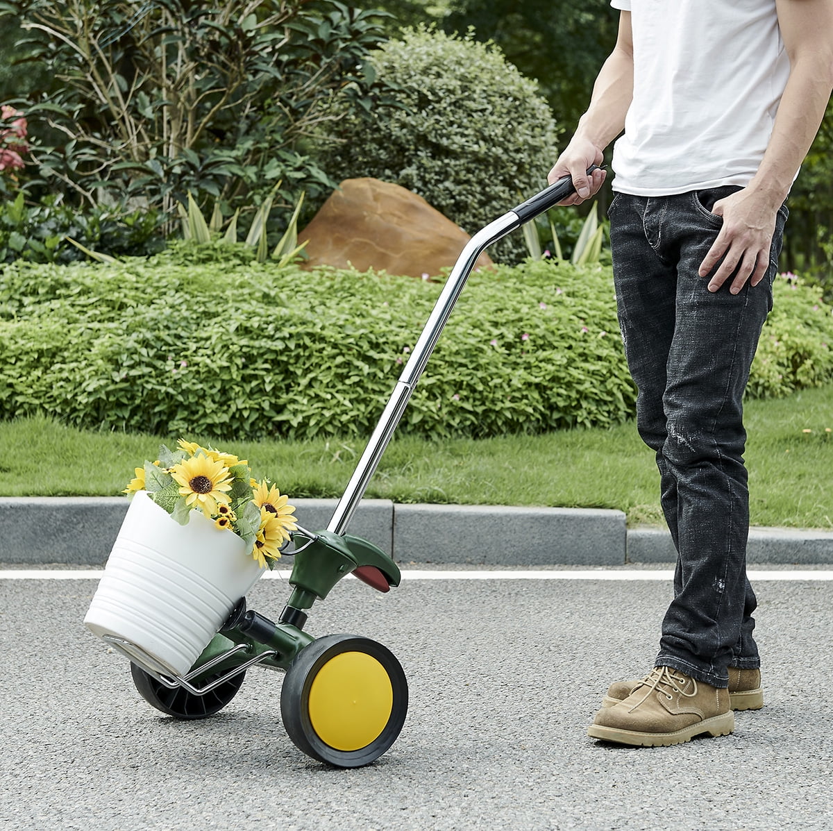 Potted Plant Mover Dolly to Carry Heavy Pots with Flat Free Wheels 