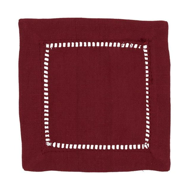 SARO 6309.BU6S 6 Po Carré Classique Ourlet Border Cocktail Serviette Bordeaux - Lot de 12