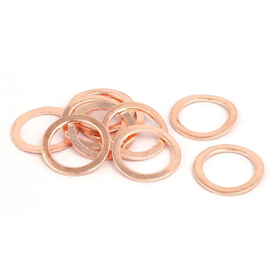 Unique Bargains 10pcs 13mmx18mmx1mm Copper Flat Ring Sealing Crush Washer Gasket