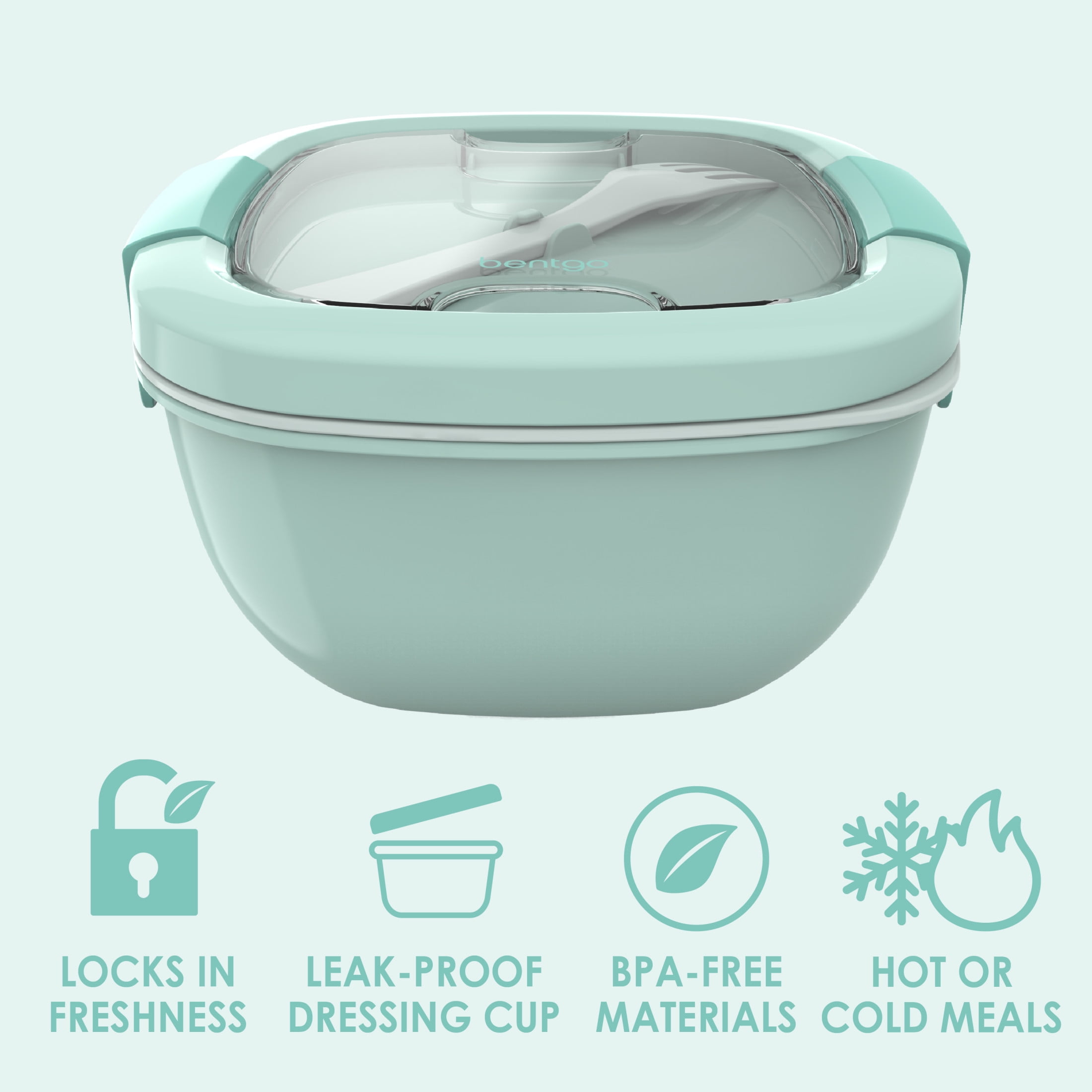 Bentgo Salad Lunch Container, 4" x 7-1/4", Coastal Aqua
