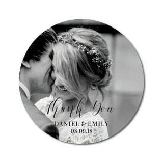 Darling Souvenir Round 45 Pcs Wedding Couple Thank You Stickers  Personalized Bride Groom Names and Date Envelope Seals-Black