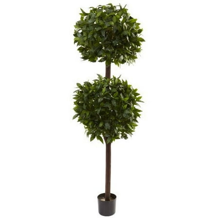 Nearly Natural 6' Sweet Bay Double Ball Artificial Topiary, Green