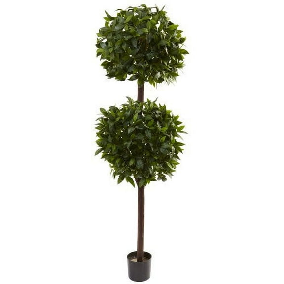 Nearly Natural 6' Sweet Bay Double Ball Artificial Topiary, Green